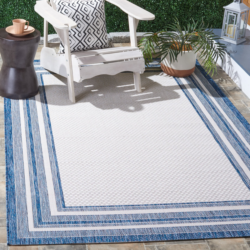 Austa Ivory/Navy Indoor/Outdoor Rug, Rectangle 201 x 290 cm