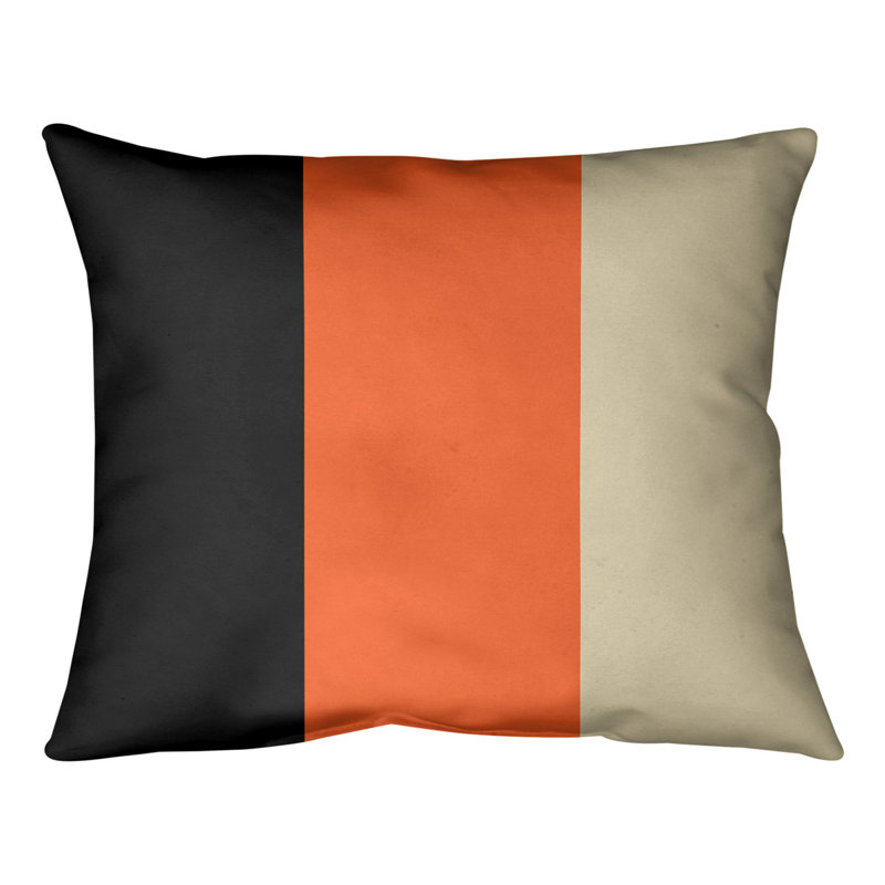 Reversible Throw Pillow, 14" x 20", Black/Orange/Cream