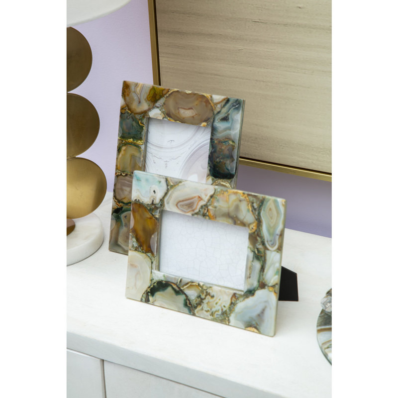 Ajnesh Green Marble Picture Frame with Mat