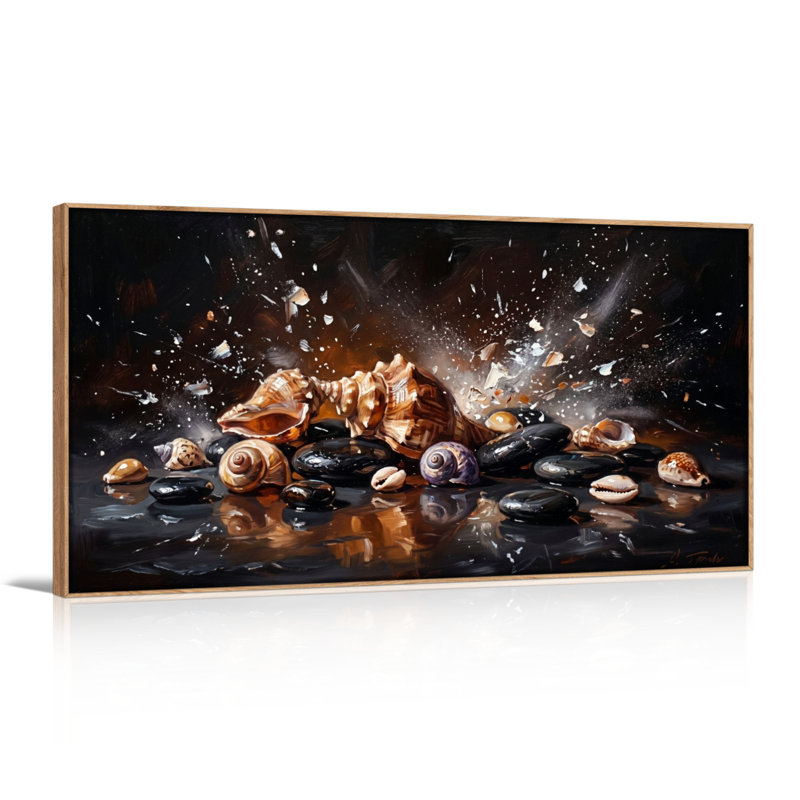Ensemble de 1 tableau sur toile représentant une explosion d'obus, L 58 po x H 28 po, Naturel