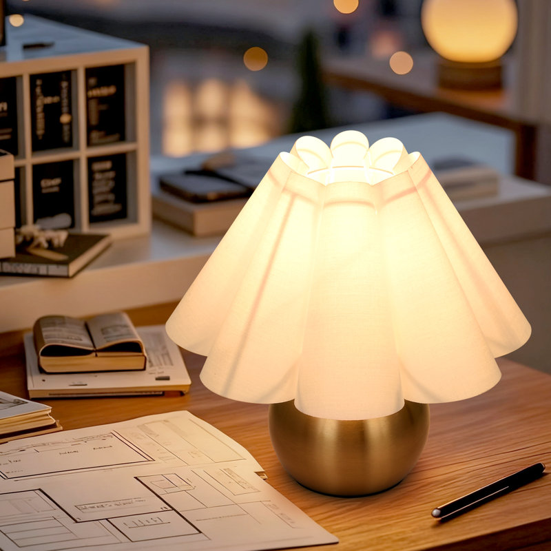 10"  Mini Modern Iron Table Lamp (Set of 2), Metallic Brass