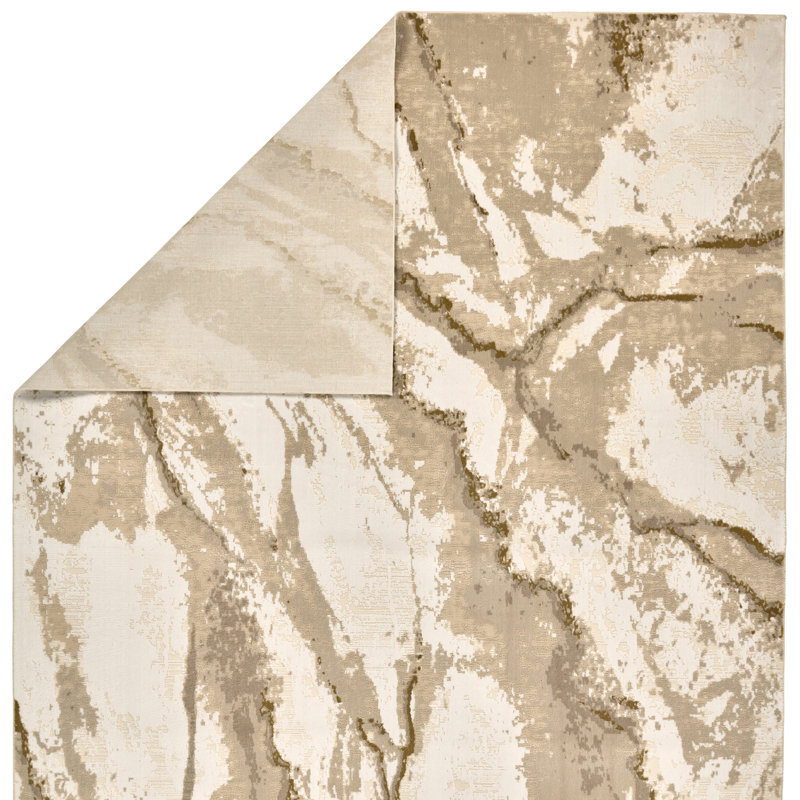 Orren Ellis Natura Powerloomed Abstract Tan/Taupe Area Rug, Rectangle 8'6" x 11'6"