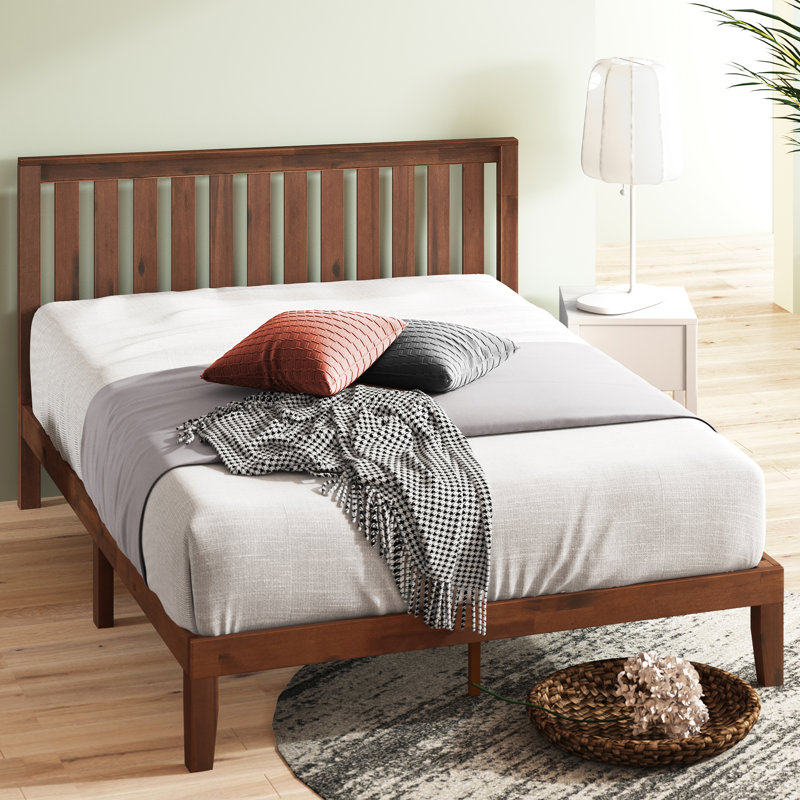 Sawiris Solid Wood Low Profile Platform Bed, King, Espresso Dark Brown