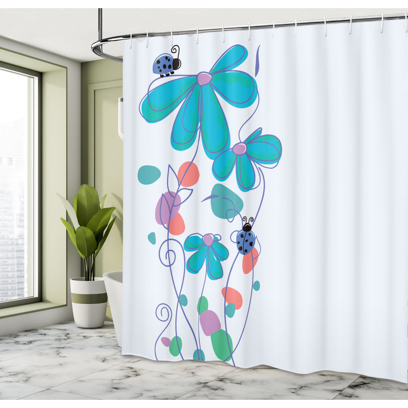 Ensemble de rideau de douche Kids, 69"H x 75"W, Saumon, turquoise