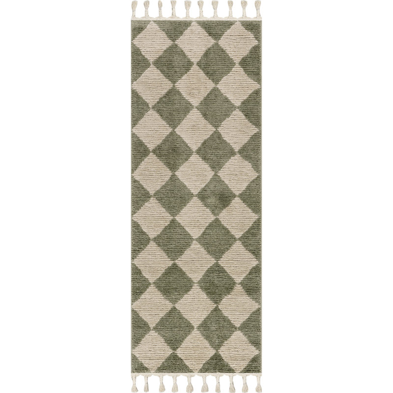Fent High/Low Diamond Tassel Area Rug, Runner 2'8" x 8'