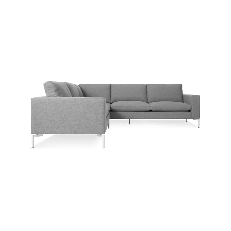 New Standard Upholstered L-Shaped Sectional, Left Hand Facing, White, Spitzer Gray Polyester