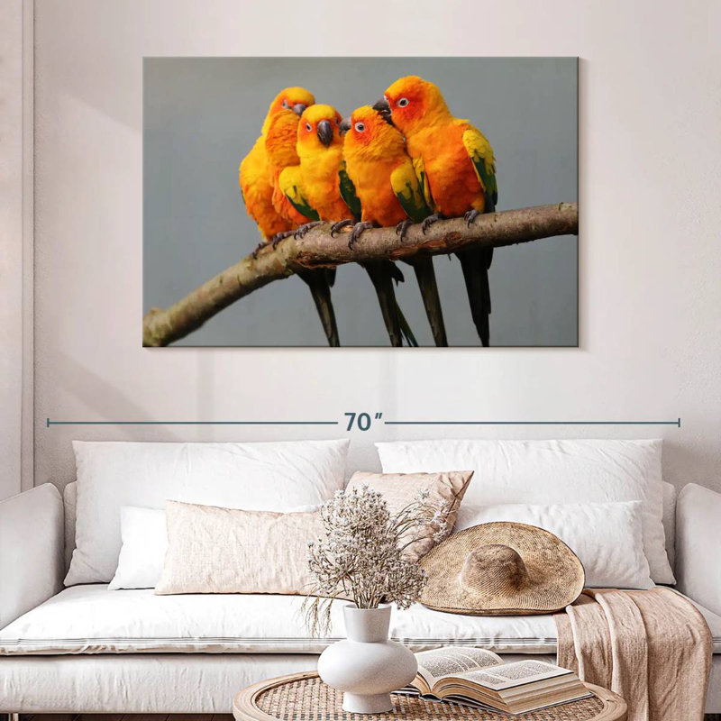 Wild Sun Parakeets, 32" H x 48" W