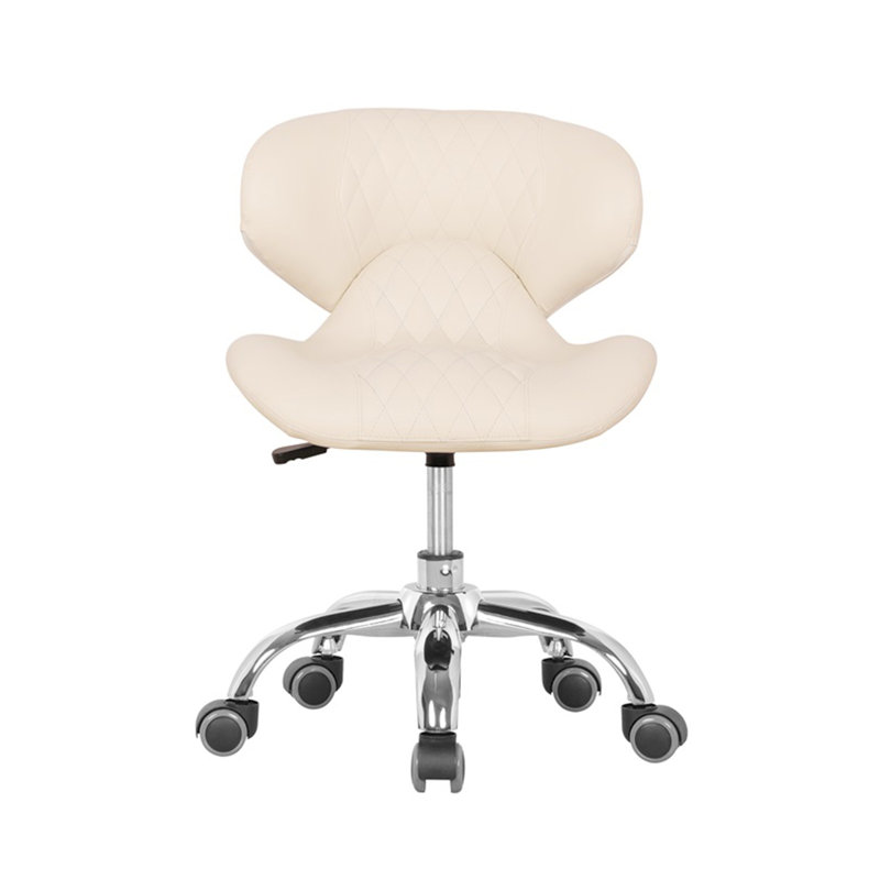 Zedek Backed Adjustable Height Ergonomic Industrial Stool Wheels, White