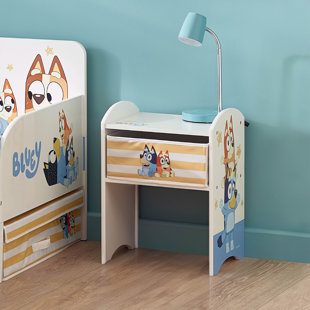 Bluey Bedside Table - Sturdy Engineered Wood Construction, Small Side Table with Drawer for Kid's Bedroom