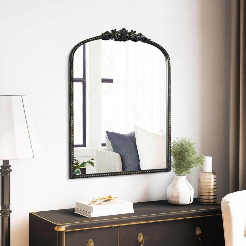 Miroir mural en verre Kiany , 30 po x 22 po, Noir