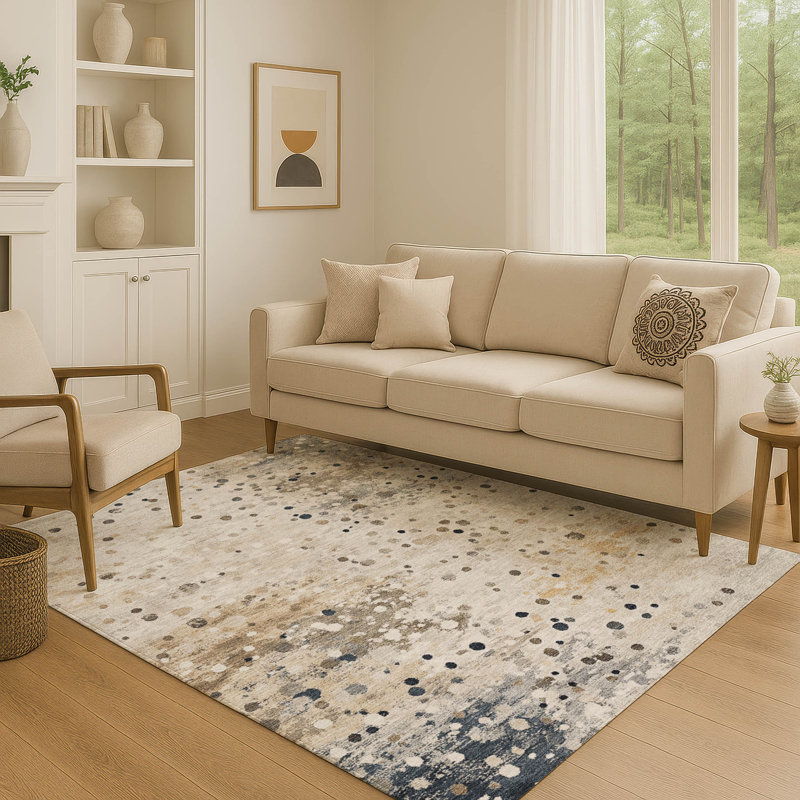 Tapis abstrait lavable à la machine Premium Premium Ansley, Rectangle 10 pi x 14 pi