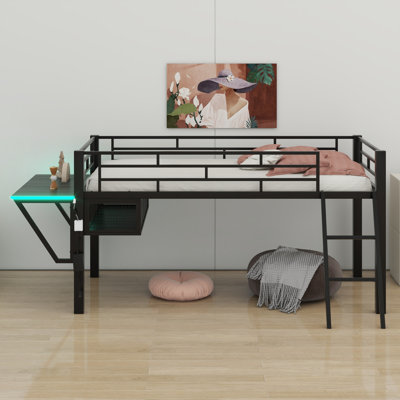 Lit mezzanine avec bureau Gaming, DEL