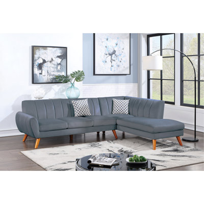 Canapé modulaire contemporain 2 pièces en velours gris foncé