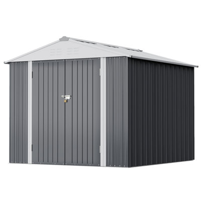 Outdoor 8 ft. W x 6 ft. D Metal Storage Shed -  Furmax, WF-PS1268S2GY