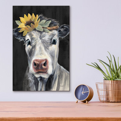 «Pretty Cow On Black» par Silvia Vassileva, art mural en verre acrylique