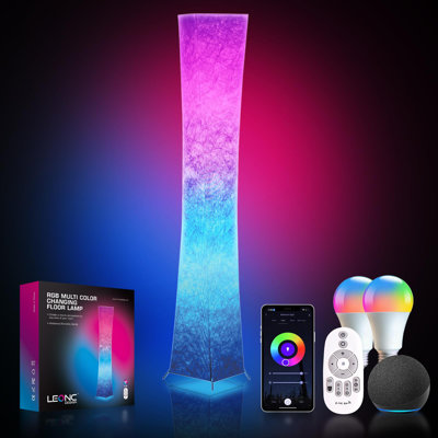 Smart Floor Lamp With Alexa & Music Sync - RGB+CCT Color Changing Standing Lamp With Remote, 16 Million Colors & 3600LM For Bedroom Living Room, Modern LED Corner Lamp