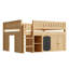 Lit mezzanine double avec armoire de rangement, tableau noir et tablettes ouvertes pour enfants et adolescents, naturel-1194849739