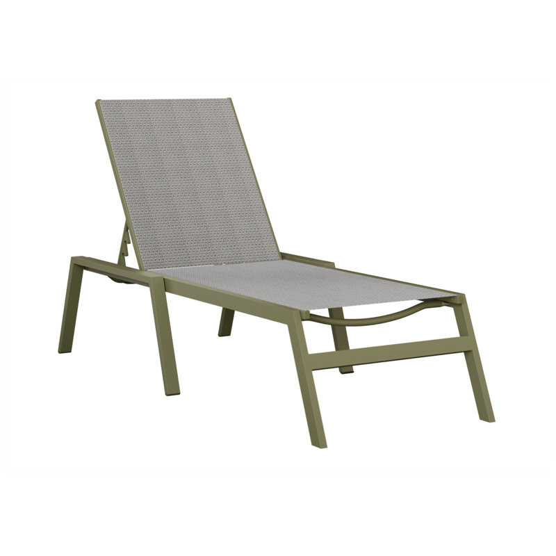 Berlin Gardens Vida Chaise Armless Lounge, Gray, Green Sage