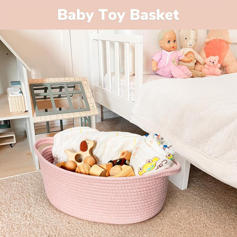 Woven Basket For Gifting Storage Bins For Toys Baby Gift Baskets For Nursery Rope Basket For Gifts Decorative Baskets With Handles