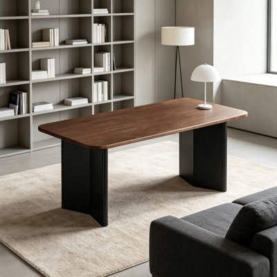 Durable Walnut Solid Wood Rectangular Desk