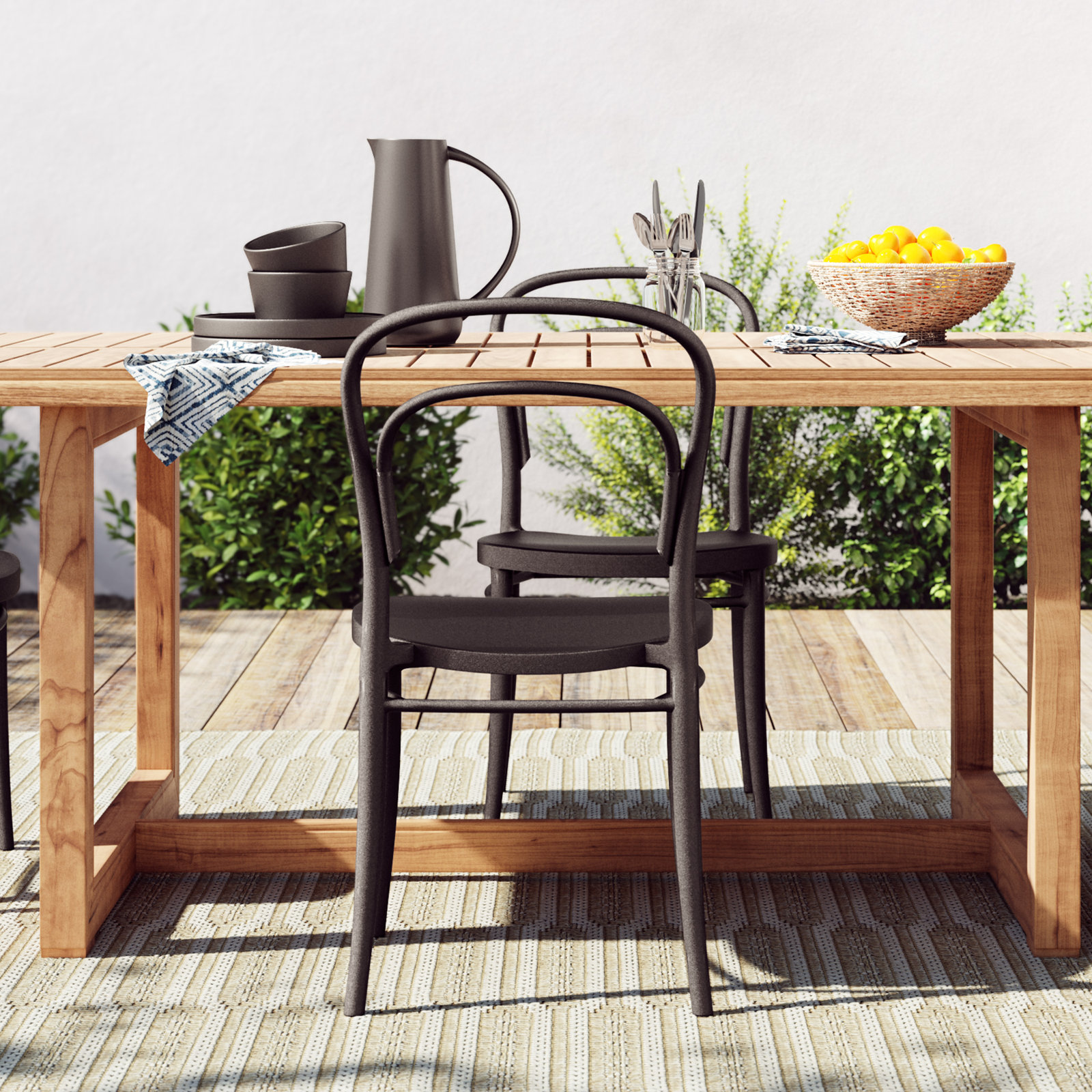 Farrah Stackable Patio Side Chair, Black