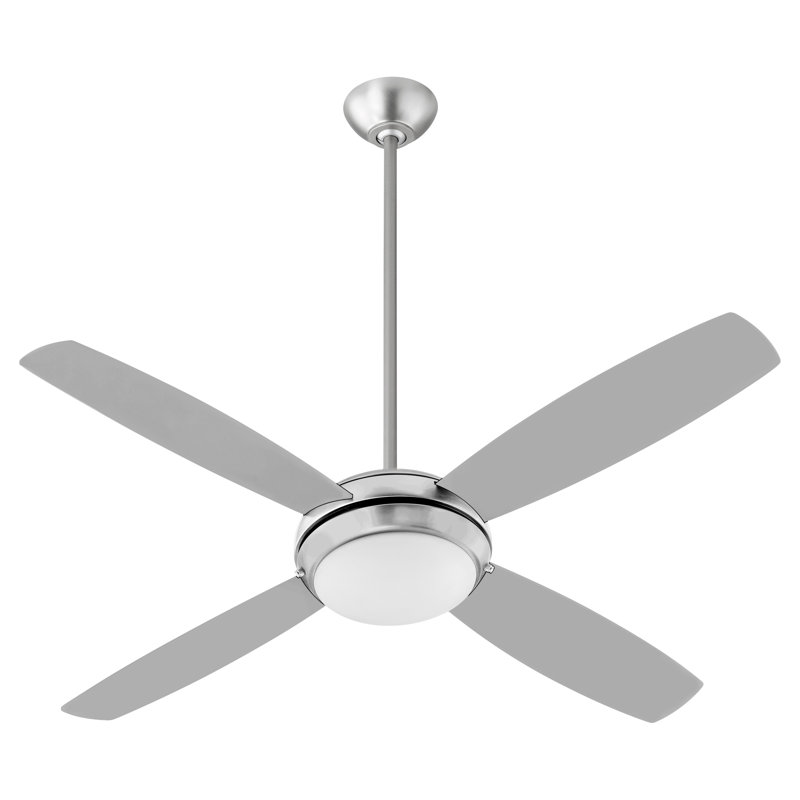 Laderrian 52'' Ceiling Fan with LED Lights, Silver