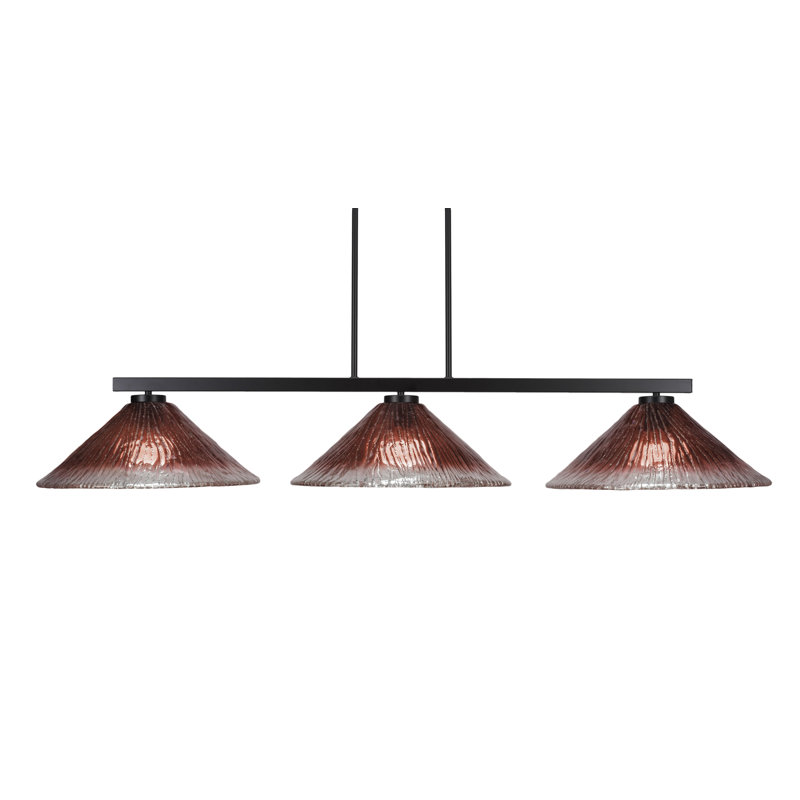 Barre d'éclairage 3 lumières Kliebert au fini noir mat avec verre cristal framboise 16 po