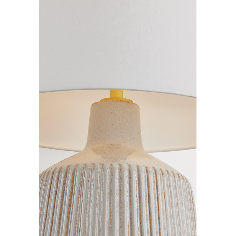 King Table Lamp in Aged Brass and Ceramic Coccon by Cortney Bishop