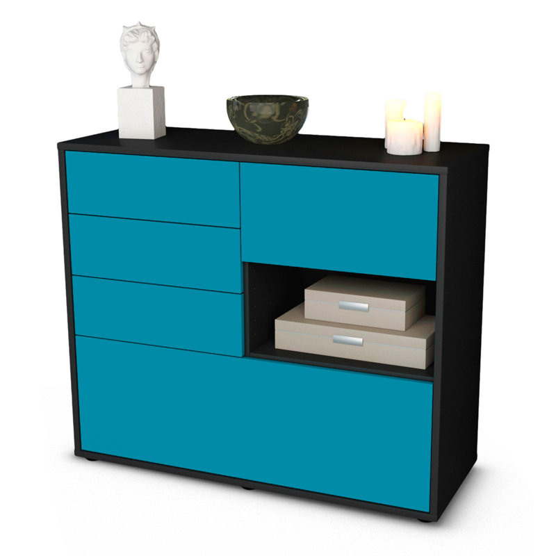 Pulaski 92cm Sideboard, Anthracite/Turquoise