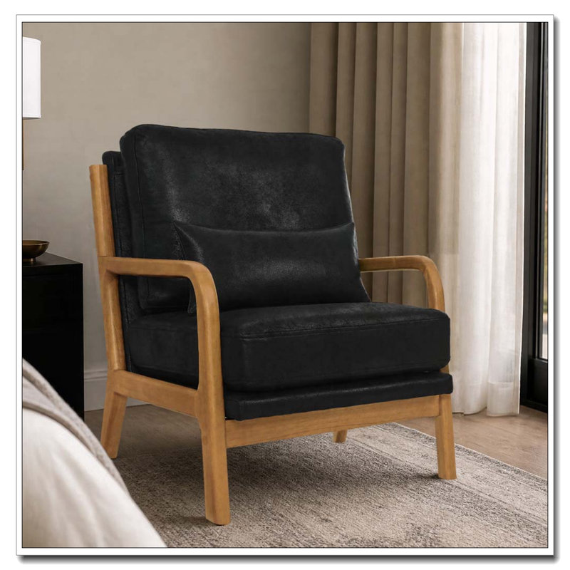 Fauteuil lounge en bois avec tissu métallique, Black Foil Fabric