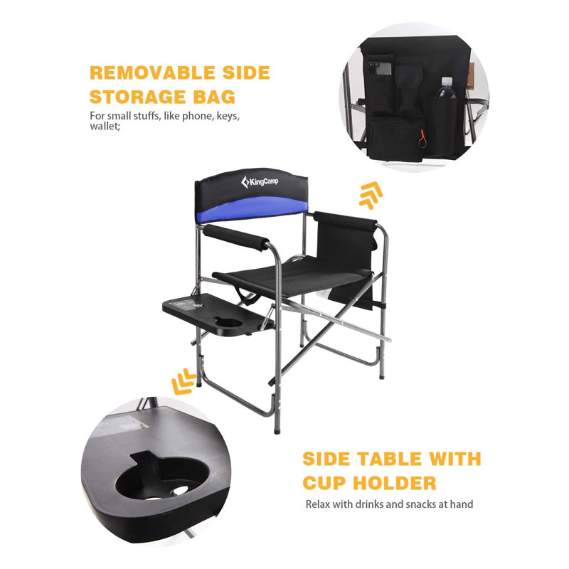 Steel Padded Camping / Beach Folding Chair Folding Chair, Black/Royal Blue