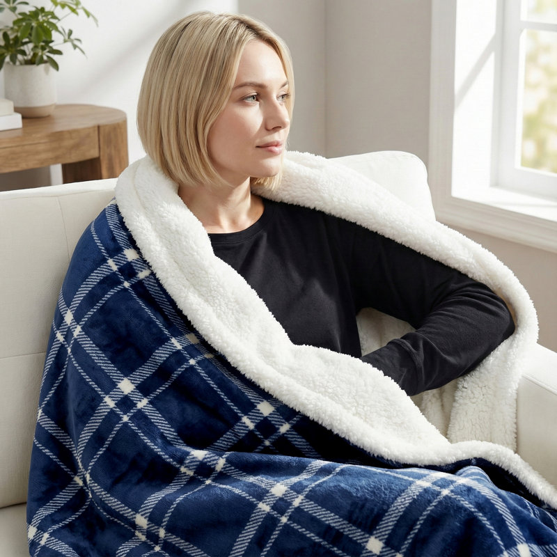 Americanflat Oversized Speckle Fleece Throw Blanket - Reversible Sherpa Backing - Ultra Soft Plush Comfort - Cozy Warmth For Couch Or Bed