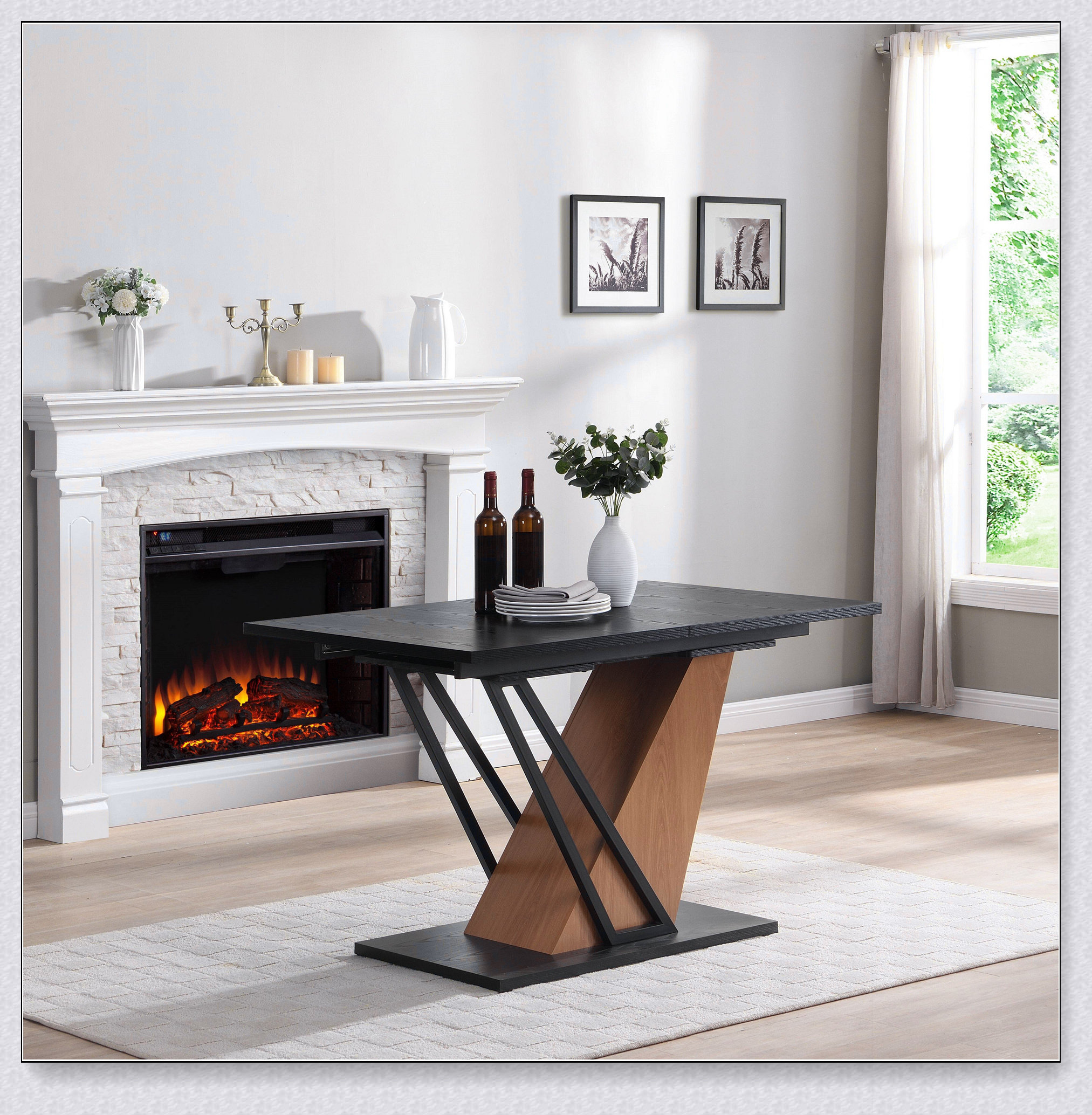 Latitude Run® 61.81 (46.46) inch Extendable Dining Table, Modern ...