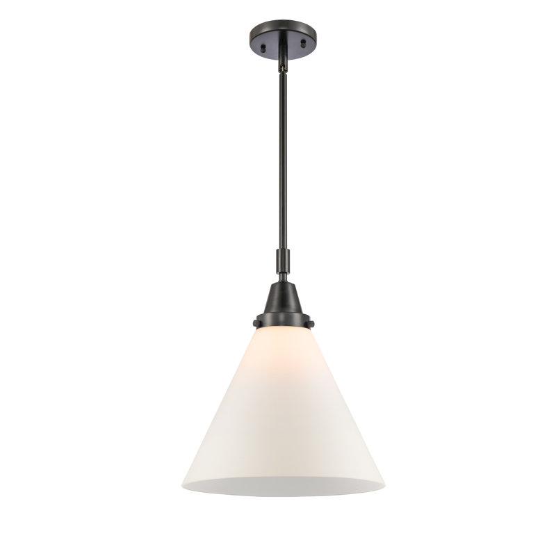 Luminaire suspendu conique 1 lumière Ashwath, Blanc mat, H 50,12 po x l 12 po x P 12 po, Noir mat
