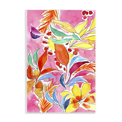 "Whimsical Leaves on Pink", art mural par Victoria Barnes