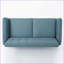 Causeuse compacte Mid-Century Sofas | Bouton capitonné | Pieds en bois d'hévéa | Tissu bleu marine
