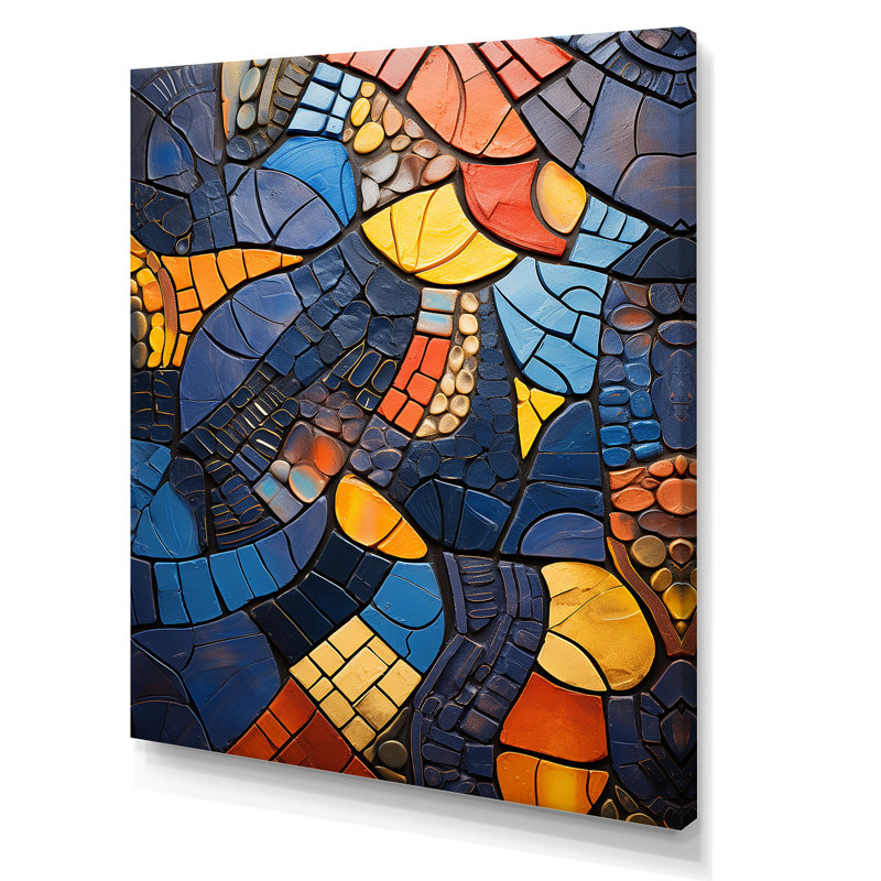 Carreaux de mosaïque bleue 3 - décoration murale mosaïque bohème, Toile tendue, H 20 po x l 12 po x P 1 po