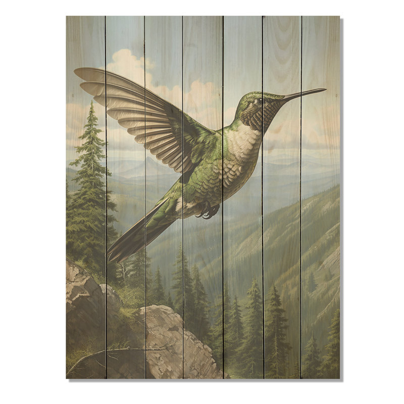 «Green Radiant Hummingbird Beauty II», impression de colibri sur bois, H 20 po x l 10 po