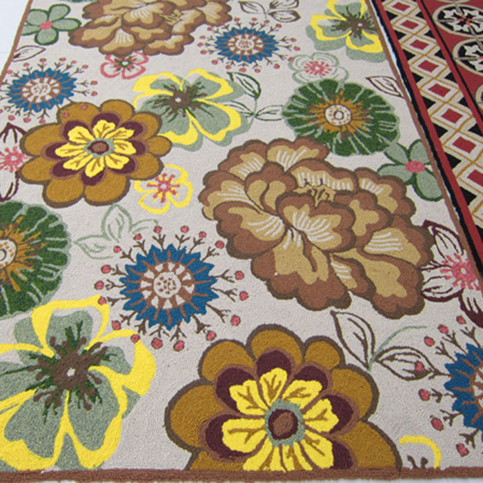 Doyle Hand-Hooked Brown/Yellow/Green Area Rug