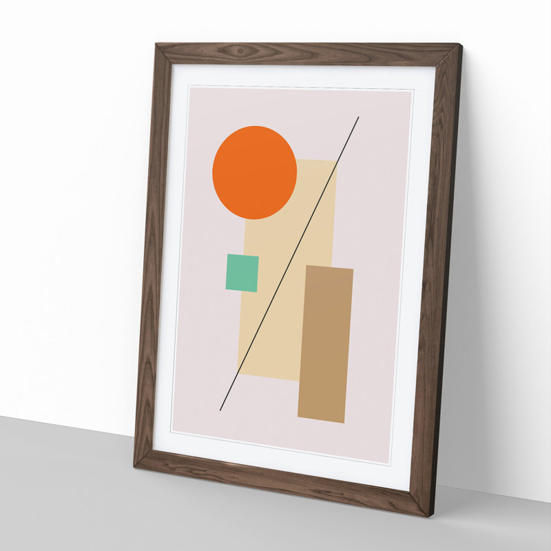 Abstract Blocks - Picture Frame Graphic Art, 36cm H x 27cm W x 2cm D, Walnut
