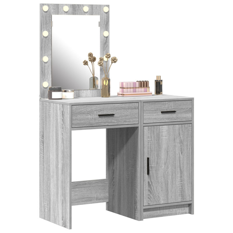 Dressing Table with Mirror, Grey Sonoma