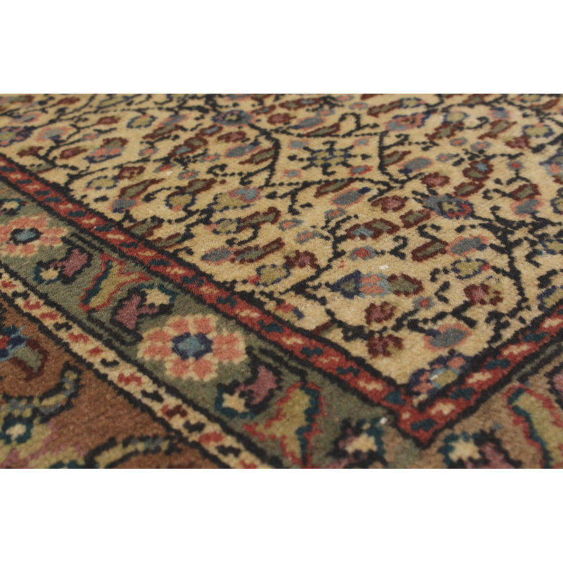 Tapis unique en laine noué à la main 6 pi 7 po x 9 pi 7 po crème Joan
