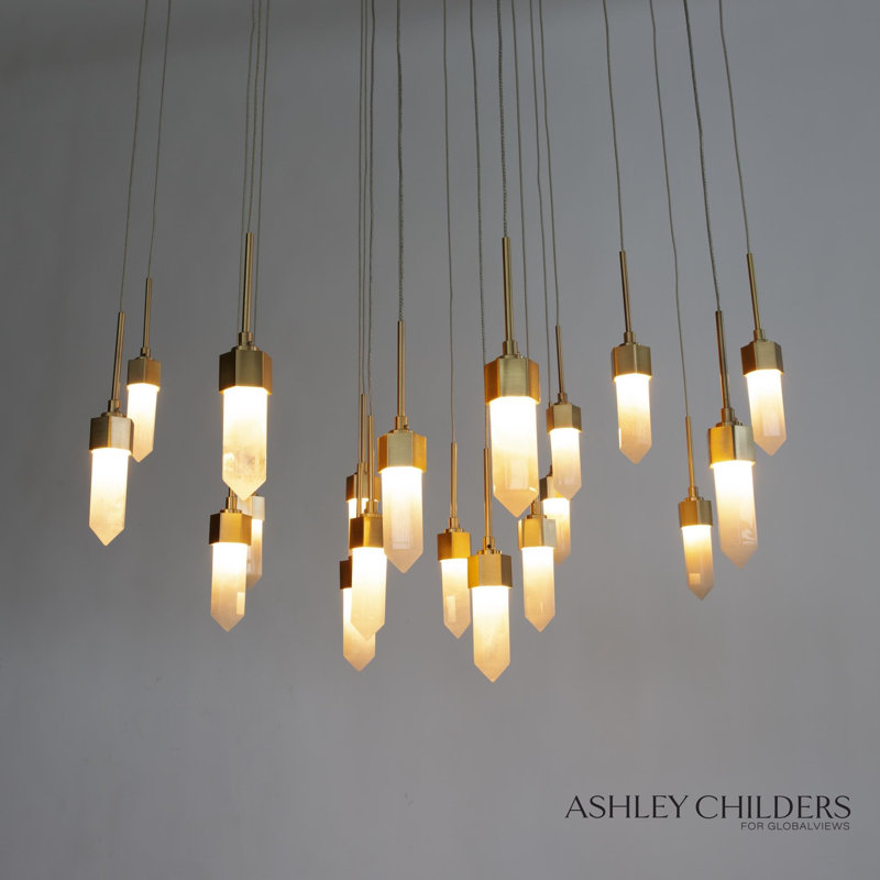 Leo Chandelier-20 Drop Round-Satin Brass-Drop, 61.5" H x 25.75" W x 25.75" D