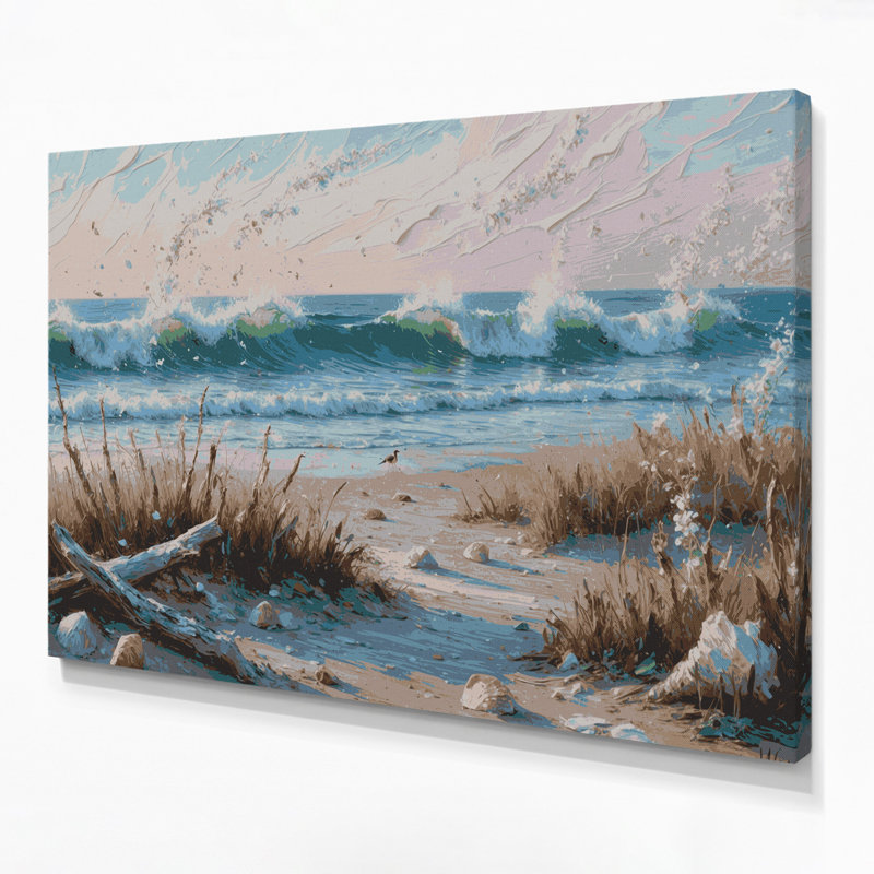 «Coastal Spring Beach», art mural sur toile grise, H 20 po x l 30 po