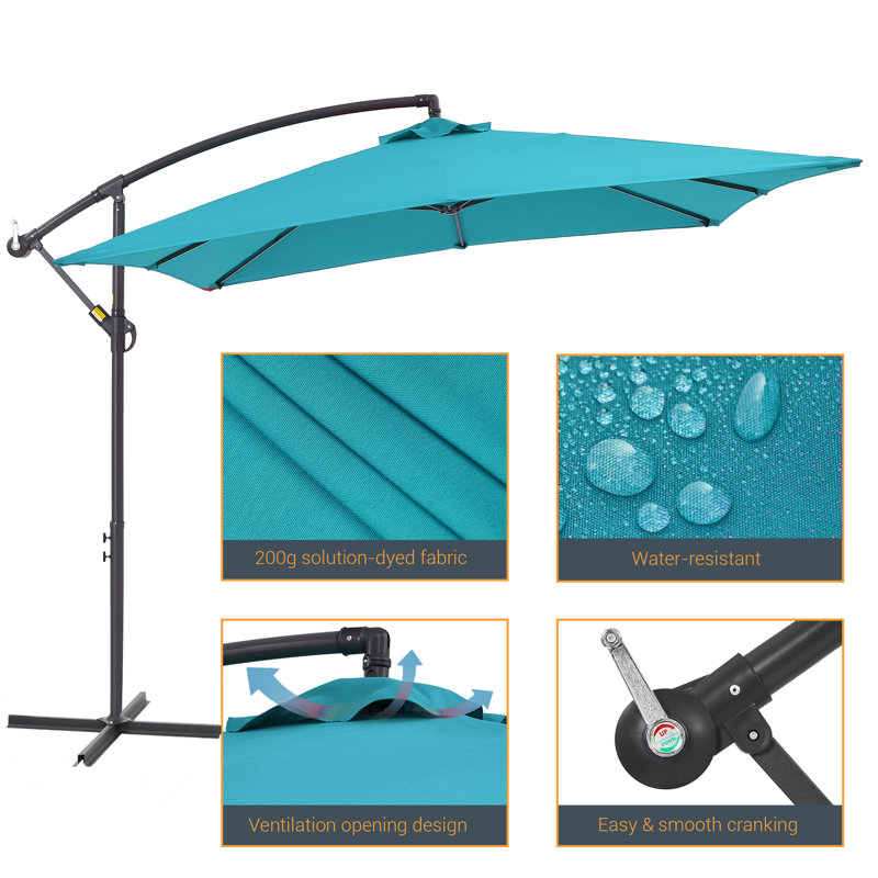 Parasol carré en porte-à-faux 98,8 po Shalinda, Bleu lac
