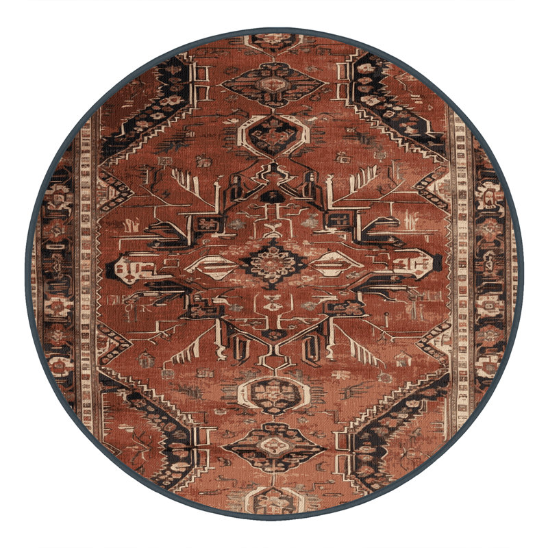 Tapis brun lavable à la machine, Rond 6 pi