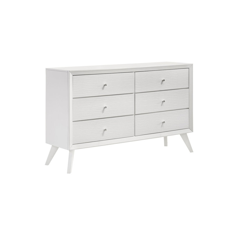 white round dresser Benjara Heno and Nickel 5 Storage Drawer 16.5 in. Chest of Drawers with Nickel Knobs BM328171 Inspired by modern waterfall tables Contemporary White Dresser W Mirror
