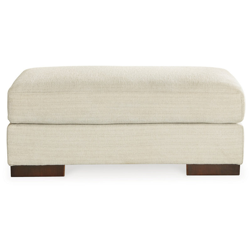 Segen Upholstered Ottoman, Beige Polyester Blend