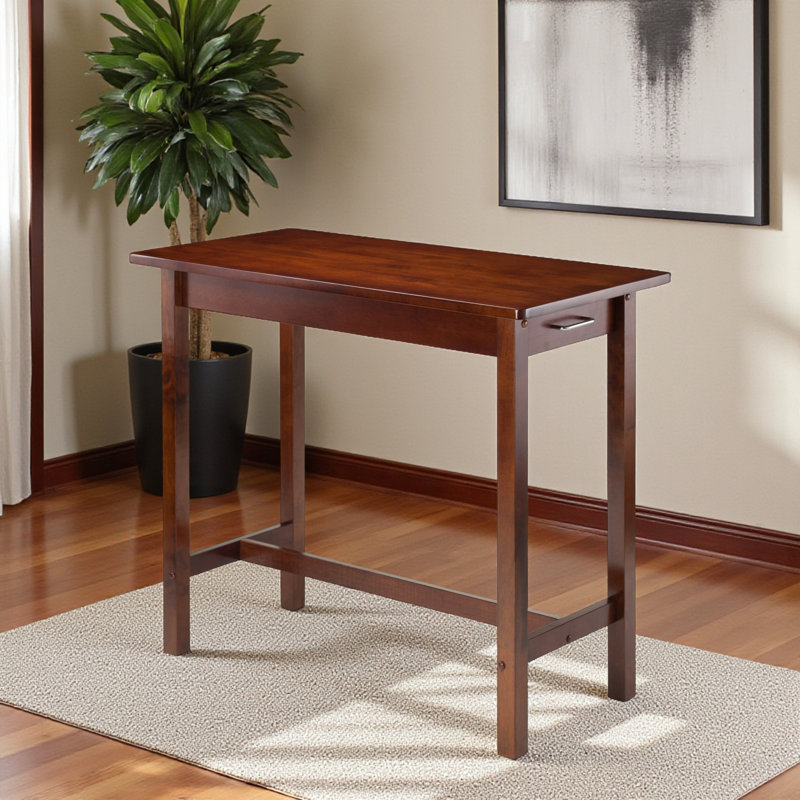 Cab Walnut Finish Dining Table with Two Storage Drawers, 33.1'' H X 39'' W X 19.5'' D