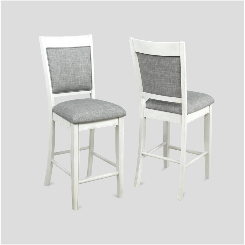 Tabouret de bar 2 pièces, Blanc / Gris